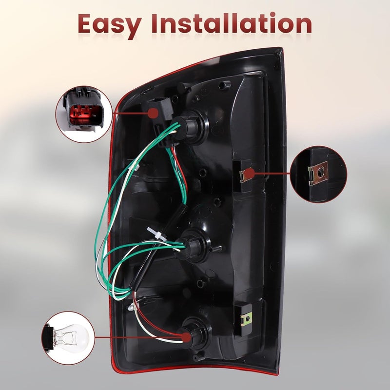 CONLLCON Tail Lights Assembly Compatible with 2002-2006 Dodge Ram 1500 2500 3500, Rear Light Taillights Replacement # CH2801147 CH2800147 55077348AF 55077347AF - Image 5